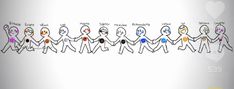 an animated drawing of people holding hands