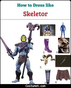 the instructions for how to dress like skeletor from masters of the dark knight