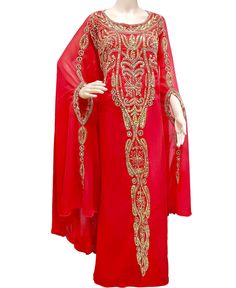 women Red and gold long beaded work for wedding moroccan caftan Making Kaftan: 1)Women Kaftan 2)Kids Kaftan or Girls Caftan if you want to make women kaftan please select XS to 6X Size or if you want to make kids kaftan please select 1Years kids to 16 Years kids Size. Size: Women : XS to 6X Kids : 2 Years to 16 Years Custom Size: Send your Measurement  (please check the size chart attached at the end gallery image of this product. Please Select Your Regular Dress size.) Stitching Type:Stitched Quality: Best Quality.we are not compromise with quality.our quality checker department check quality. Shipping: Worldwide Shipping. 8 - 10 Working Days. depends your location. Color/Colour Available: Blue Kaftan Dress,Red Caftan,Yellow Moroccan Kaftan Dress,Green Caftan,Purple Kaftan Wedding Dress,W Types Of Women Dresses, Kids Kaftan, Moroccan Kaftan Dress, White Kaftan, Kaftan Gown, Arabian Dress, Arabic Dress, Beaded Work, Kaftan Abaya