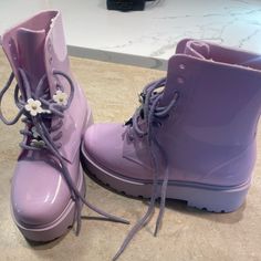 Lavender Boots From Asos, Run Small Says Size 8 But Fits Like 7 Never Worn, Too Small Lilac Boots, Lavender Boots, Alt Wardrobe, Lavender Heels, Alt Shoes, Oc Fashion, Wardrobe Wishlist, Asos Shoes, Moto Boots