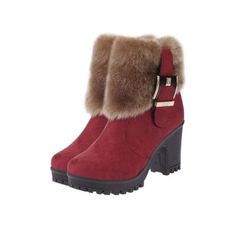 HADARA Design Women's Fashion Plush Fur Ankle Boot Shoes Fur Boots Women, Red Ankle Boots, Fur Snow Boots, High Heel Stiefel, Fur Ankle Boots, Boot Shoes, Block Heel Ankle Boots, Buckle Boots, Snow Boots Women