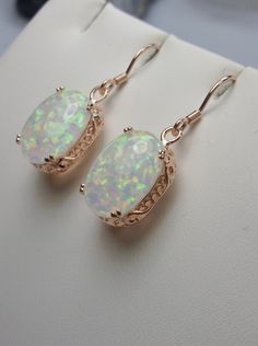 Opal earrings, Rose Gold floral filigree, Edwardian vintage jewelry, Silver Embrace jewelry Elegant Opal Jewelry With Cabochon, Elegant Opal Cabochon Jewelry, Oval Opal Jewelry With Matching Earrings, Elegant Oval Rose Gold Earrings, Gold Opal Cabochon Earrings, Elegant Opal Jewelry For Formal Occasions, Elegant Opal Jewelry For Formal Events, Elegant Oval Earrings As Gift, Elegant Silver Opal Earrings