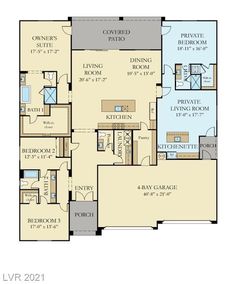 the floor plan for a two story home with three bedroom and an attached garage area