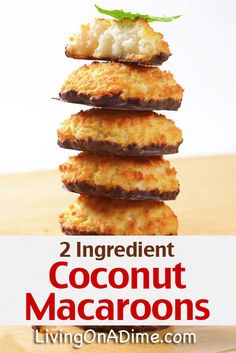 three ingredient coconut macaroons stacked on top of each other