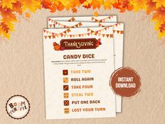 an image of thanksgiving candy dice game