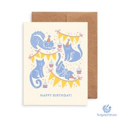 a birthday card with two cats sitting on top of each other