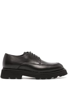 black leather calf leather front lace-up fastening round toe branded insole flat rubber sole Lace-up Sneakers With Leather Sole For Work, Business Wingtip Lace-up Shoes With Lug Sole, Leather Lace-up Derby Shoes, Low-top Lace-up Shoes With Leather Sole For Work, Calf Leather Oxfords With Lug Sole For Office, Business Leather Shoes With Lug Sole And Almond Toe, Leather Wingtip Lace-up Shoes With Lug Sole, Office Oxfords With Lug Sole In Calf Leather, Business Loafers With Textured Sole And Lace-up