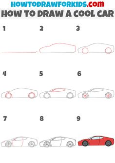 how to draw a cool car step by step drawing instructions for kids and beginners