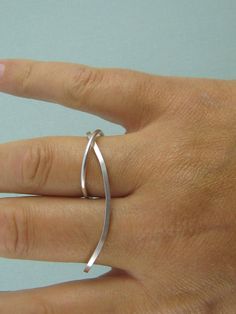 Sterling Silver Two Finger Ring.  Sterling Silver Double Finger Ring.  Simple, Modern Contemporary.  Handmade Jewelry by ZaZing by ZaZing on Etsy https://www.etsy.com/listing/223174613/sterling-silver-two-finger-ring-sterling Modern Sterling Silver Toe Ring, Minimalist Silver Bypass Ring With Open Band, Modern Sterling Silver Hand Forged Stackable Rings, Modern Hand-forged Sterling Silver Stackable Rings, Simple Handmade Open Ring Jewelry, Handmade Open Ring With A Modern Twist, Handmade Open Ring With Modern Twist, Unique Sterling Silver Bypass Ring Gift, Modern Twist Sterling Silver Bypass Ring As Gift