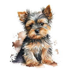 a watercolor painting of a small dog