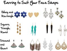 earrings styles that look best on long and rectangular face shapes - Google Search Fashion Lessons, Narrow Face, Oblong Face Shape, Earring Shapes, Anting Manik, Inside Out Style, Diamond Face Shape, Square Face Shape