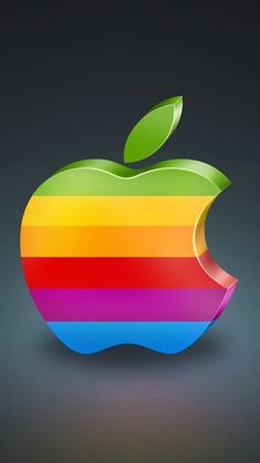 an apple logo with the colors of rainbow