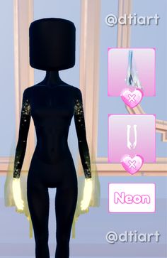 an animated woman with glowing arms and legs standing in front of a window, wearing a black bodysuit