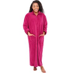 Embrace the perfect blend of comfort and style with the Alexander Del Rossa womens robe with zipper front and pockets. Made from ultra-soft, plush fleece, this robe is designed to keep you warm and cozy, making it the perfect women zip up robe for relaxing at home, whether you're lounging on the couch, sipping your morning coffee, or winding down for the night. Crafted from high-quality fleece material, these velour robes for women with zipper offer unmatched softness and warmth. The full-length Housecoats For Women, Loungewear Dress, Robes For Women, Fleece Robe, Lounge Robes, Men's Robes, Cotton Nightgown, One Piece Clothing, Onesie Pajamas