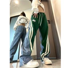 Women New Color Blocking Casual Jeans High Street Loose Street Hip Hop High Waist Jeans Baggy Boyfriend Jeans, Jeans Online Store, Moda Denim, Street Y2k, High Street Fashion, Patchwork Denim, Vintage Punk, Jeans Casual, Street Dance