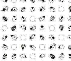 black and white drawing of ladybugs in circles