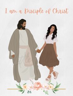 a woman and man holding hands with the words, i am a people of christ