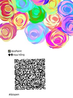 a bunch of colorful circles on top of a white background with the qr code below it