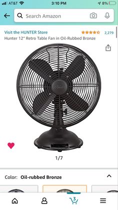 the amazon app shows an image of a table fan on its display screen, and it's price is $ 12 99