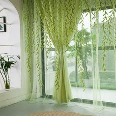 Colorful Flower Print Scarf Sheer Voile Door Window Balcony Curtain Drape Panel Tulle Valances 100% Brand New and high quality Sheer Voile, Beautiful and Pastoral Style Curtain Drape Valances best for window, room, door ect. Material: Voile Curtain Color: as picture show . Fit Rod Pocket: 4cm/1.57" or less Size : 1M/39.4'' (W) X 2M/78.8"(L) 1M/39.4'' (W) X 2.7M/106""(L) Note: you may need two pcs Package Include: 1X Sheer Curtain Panel Washing Care: Not suitable for washing. If over time the dus Green Window Treatments, Panel Drapes, Balcony Curtains, Window Treatments Sheer, Leaf Curtains, Voile Panels, Window Sheers, Tulle Curtains, Voile Curtains