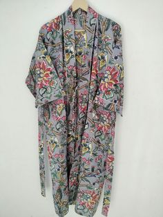 Cotton Kimono Robe Beach Robes Block Print Kimono Pocket Kimono  Product Description Color - Same As Pictures Size - Plus size  Length -50 inch Design - Block Print Floral  Material - Cotton This is a Cotton Fabric Robe - Made with Cotton Fabric. - Front Side has Same as Image Abstract Patterns  Payment :- We Accept Payment through PayPal. Shipping :-  We Ship Product Within 1 Day After your purchase & we ship through Fedex, DHL Express, Aramex Express shipping. it will be arrived to you 3-5 Wor Indian Prints, Printed Robe, Cotton Kimono, Print Kimonos, Cover Ups, Picture Sizes, Dhl Express, Gift For Women, Abstract Pattern