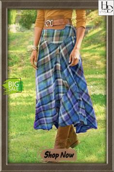 Checkered/plaid Casual Cotton-blend Skirt Casual Plaid Midi Skirt, Plaid Midi Skirt Casual Style, Plaid Long Skirt For Spring, Spring Plaid Lined Skirt, Plaid Lined Skirt For Spring, Plaid Midi Skirt For Fall, Plaid Skirted Bottoms With Lined Skirt, Spring Plaid Relaxed Fit Skirt, Spring Plaid Relaxed Skirt