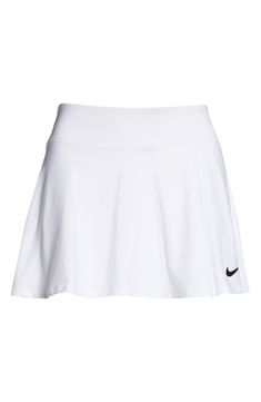 Sporty style meets high-performance design in this powerhouse skort cut from sweat-wicking Dri-FIT stretch fabric to keep you cool and comfortable. A swingy silhouette lets you move naturally, while sleek inner shorts provide coverage and support you need from the pickleball court to the tennis court. 13" length; 4" inseam; 16 1/2" leg opening (size Medium) Elastic waist Built-in shorts Dri-FIT moisture-wicking technology 88% polyester, 12% spandex Machine wash, tumble dry Imported Nike Sporty Short Skort, Sport Skirt, Nike Stretch Short Skort, White Sports Skort, White Moisture-wicking Tennis Skort, Moisture-wicking Short Tennis Skort, Nike Skort, Nike Tennis Skirt, Nike Skirt