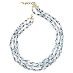 Affinity 16 Inch Necklace with 4.84CTS of Diamonds, 244.08CTS of Aquamarine Tumbled Beads, and 38.72CTS of Blue Sapphire Beads. Set in 20K Gold. Extender available for longer attachment. Diamond Statement Necklace, Sapphire Beads, 16 Inch Necklace, Gold Hardware, Aquamarine, Blue Sapphire, Neiman Marcus, Statement Necklace, Sapphire