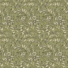 a green and white pattern with leaves on it