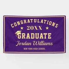 the graduation banner for jordan williams high school, with congratulations written in gold and purple