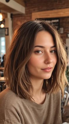 23 Effortless Style: Explore Top Low Maintenance Long Bob Haircuts Brunette Hair Long Bob, Midi Bob Haircut Mid Length, Lob Thick Hair Straight, Short Haircut Women Thick Hair, On The Shoulder Haircut, Short Hairstyle Balayage, Long Bob No Layers, Long Bob Haircuts 2025, Shoulder Length Hair 2024