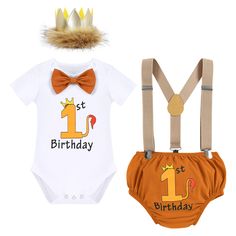 PRICES MAY VARY. BABY BOY JUNGLE THEME CAKE SMASH COSTUME --- Adorable infant baby boy toddler kids first birthday cake smash outfit set, forest theme cake smash outfit. Included diaper cover shorts pants, cotton short sleeve romper, Y-back suspenders and crown headband 4 pieces per set. Birthdays are a milestone, so make sure you celebrate in style! Make them memorable with this cake smash outfit. It's the most PERFECT outfit for him to wear on his special day and makes a perfect gift for any l Jungle Theme Cakes, 12th Birthday Cake, Cake Smash Outfit Boy, 1st Birthday Boy, Bodysuit Outfit, 1st Birthday Cake Smash, 2 Birthday Cake, Romper Designs