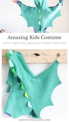 an easy and fun dragon costume for kids to sew or sew with the free pattern