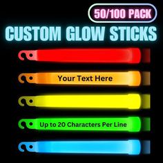 neon glow stickers with custom text on them for your text here up to 20 characters per line