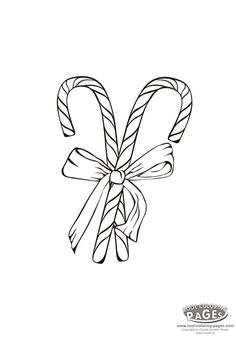 two candy canes tied in a bow coloring page