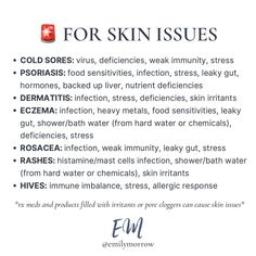 🚨 The skin is just telling a story… 🚨 It is saying “I’m clogged” or “I am irritated” or “I am communicating that something is going on… | Instagram Leaky Gut, Food Sensitivities, Cold Sore, Skin Issues, Hard Water