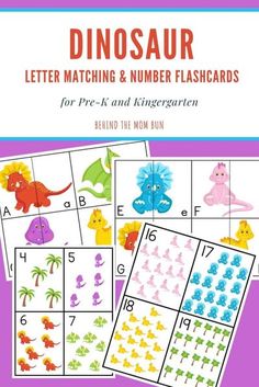 the dinosaur letter matching and number flashcards