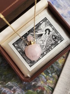 Keepsake Necklace ※ NECKLACE/MATERIAL: You will receive one of the exact items pictured or similar from the same batch, selected at random. Due to the similar nature of these stones we are unable to allow buyers to select their exact pieces at this time. Each piece is guaranteed to be pink rose quartz, though tones and vibrance may vary as depicted in the photos. As is common with natural gemstones, some pieces may have irregularities, hairline inclusions, etc. ※ SIZE/INSTRUCTIONS: Crystal locke Necklace For Ashes Cremation Jewelry, Keepsake Necklace, Crystal Locket, Crystal Bottle, Cremation Necklaces, Bottle Pendant, Rose Quartz Jewelry, Urn Jewelry, Urn Necklace