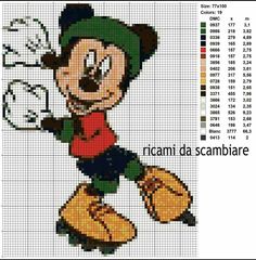 the cross stitch pattern for mickey mouse from disney's animated movie, it looks like he