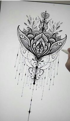 a drawing of a flower with rain drops coming out of it