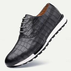 Category:Sneakers; Upper Materials:Leather,Italian Full-Grain Cowhide; Lining Materials:Cowhide; Gender:Men's; Toe Shape:Round Toe; Style:Sporty; Outsole Materials:EVA (Ethylene Vinyl Acetate); Occasion:Office  Career,Athletic; Closure Type:Lace-up; Function:Slip Resistant,Comfortable; Listing Date:01/19/2024; 2024 Trends:Dress Shoes,Formal Shoes Crocodile Pattern Leather Shoes With Round Toe, Office Leather Shoes With Crocodile Pattern And Round Toe, Patent Leather Dress Shoes With Crocodile Pattern, Leather Lace-up Sneakers With Crocodile Pattern, Casual Patent Leather Shoes, Lace-up Leather Sneakers With Crocodile Pattern, Casual Patent Leather Oxfords For Business, Leather Oxfords With Crocodile Pattern And Pointed Toe, Leather Shoes With Crocodile Pattern And Round Toe