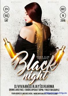 black night flyer template with woman holding bottles