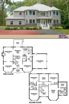 the floor plan for this two story house