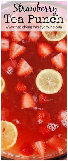 strawberry tea punch with lemons and strawberries