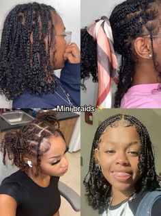 Medium Braids Natural Hair, 4c Natural Hairstyles For School, Mini Braids Hairstyles, Natural Hair Protective Styles, Mini Braids, Natural Braids, Cute Curly Hairstyles