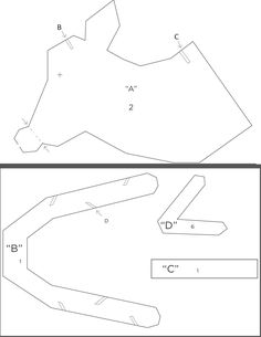 the diagram shows how to make a paper model for a horse's head and neck