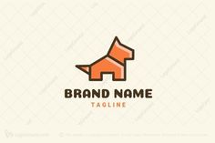 an orange dog logo with the word brand name tagline on it's side