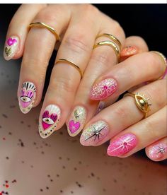 Mush Room Nails, Mixed Color Nails, Retro Nails, Super Nails, Fabulous Nails, Chic Nails, Valentines Nails, Gorgeous Nails, Happy Valentines