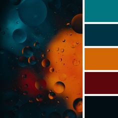 an image of water drops on the glass with color swatches in it and some oranges