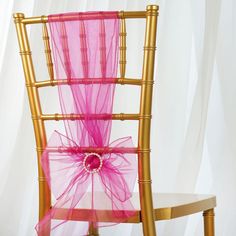 5 PCS | Fuchsia Sheer Organza Chair Sashes Banquet Chairs, Wedding Chair Sashes, Chair Bows, Chair Ties, Chair Sash, Reception Chair, Chair Sashes, Chiavari Chairs, Bow Tie Wedding